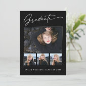 Modern Calligraphy Script 4 Foto Abschluss Ankündigung (Stehend Vorderseite)