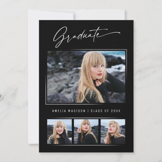 Modern Calligraphy Script 4 Foto Abschluss Ankündigung (Vorderseite)