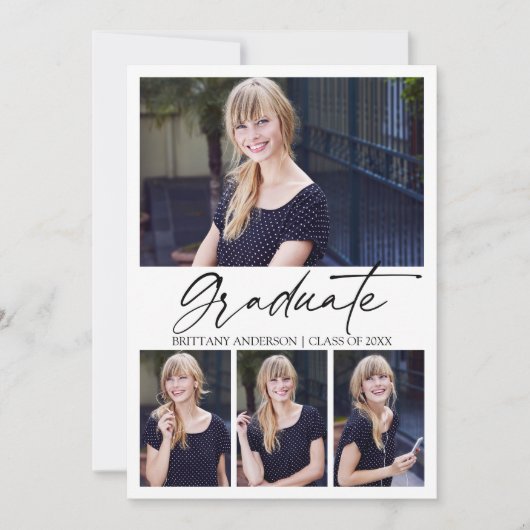 Modern Calligraphy Script 4 Foto Abschluss Ankündigung (Vorderseite)