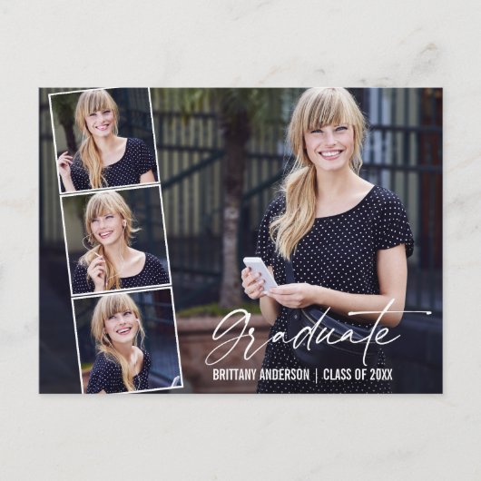 Modern Calligraphy Script 4 Foto Abschluss Postkarte (Vorderseite)