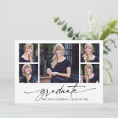 Modern Calligraphy Script 5 Foto Abschluss Ankündigung (Stehend Vorderseite)