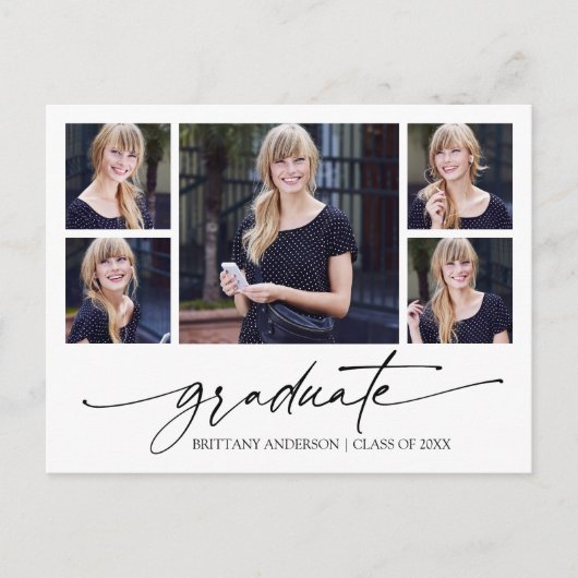 Modern Calligraphy Script 5 Foto Abschluss Postkarte (Vorderseite)