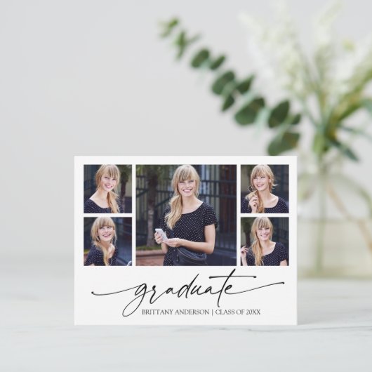 Modern Calligraphy Script 5 Foto Abschluss Postkarte (Stehend Vorderseite)