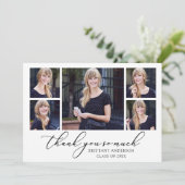 Modern Calligraphy Script 5 Fotos Abschluss Dankeskarte (Stehend Vorderseite)