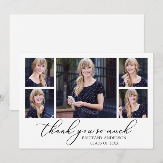 Modern Calligraphy Script 5 Fotos Abschluss Dankeskarte (Vorne/Hinten)