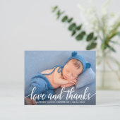 Modern Calligraphy Script New Baby Love Thanks W Postkarte (Stehend Vorderseite)