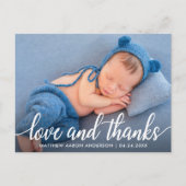 Modern Calligraphy Script New Baby Love Thanks W Postkarte (Vorderseite)