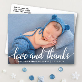 Modern Calligraphy Script New Baby Love Thanks W Postkarte