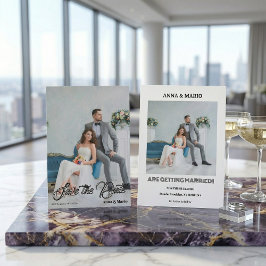 Modern Calligraphy Script Photo Wedding Save The Date