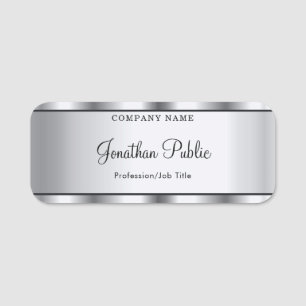Modern Calligraphy Script Text Silver Template Namensschild