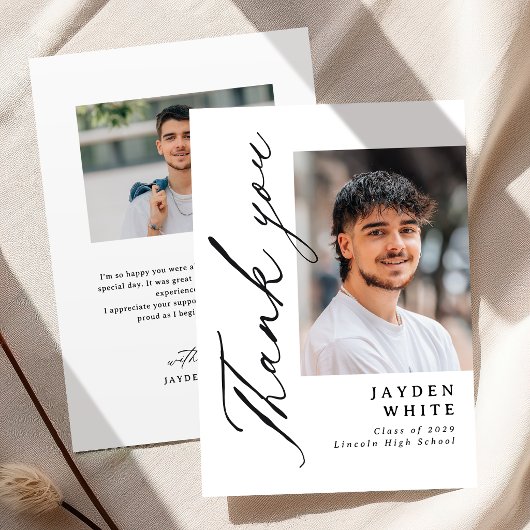 Modern Calligraphy Simple Photo Graduation Dankeskarte