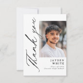 Modern Calligraphy Simple Photo Graduation Dankeskarte (Vorderseite)