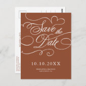 Modern Calligraphy Terracotta boho Save the Date Postkarte (Vorne/Hinten)