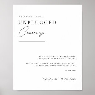 Modern Calligraphy Unplugged Wedding Ceremony Sign Poster