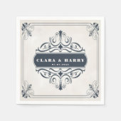 Modern calligraphy vintage floral wedding serviette (Vorderseite)