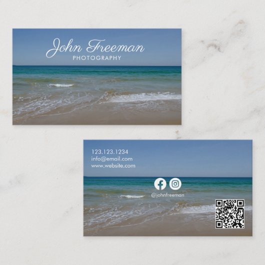 Modern Calm Beach Waves Fotografie Visitenkarte (Vorne/Hinten)