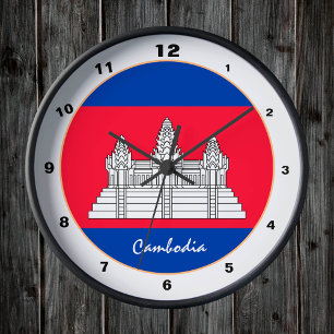 Modern Cambodia Flag, Kambodscha Zuhause / Design Runde Wanduhr