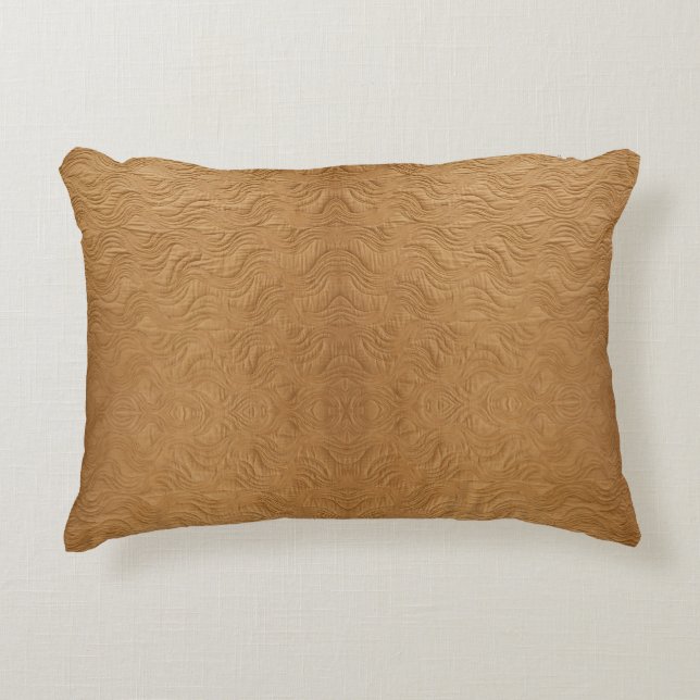 Modern Camel Brown Wavy Ripples Abstract Textured Dekokissen (Vorderseite)
