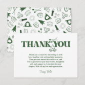 Modern Camp Bachelorette Green  Dankeskarte (Vorne/Hinten)