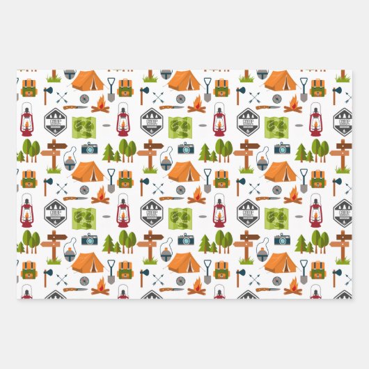 Modern Camping Icons Adventure Wrapping Paper Geschenkpapier Set (Vorderseite 2)