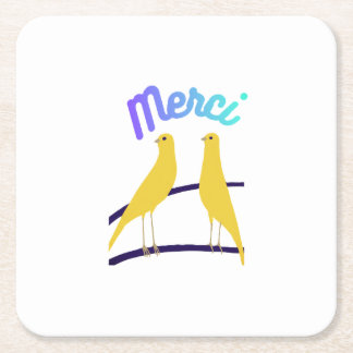 Modern Canary & "Merci" - Japandi Style Art Rechteckiger Pappuntersetzer