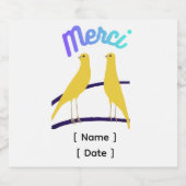 Modern Canary & "Merci" - Japandi Style Art Schaumweinetikett (Einzelnes Label)