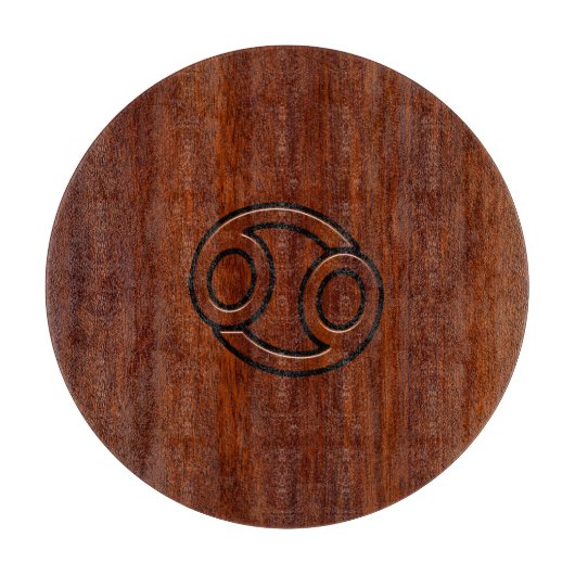 Modern Cancer Zodiac Sign on Mahogany Dekoration Schneidebrett (Vorderseite)