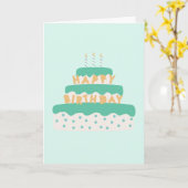 Modern Candle Birthday Cake Polka Dots Green Blue Karte (Gelbe Blume)