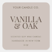 Modern Candle Label Quadratischer Aufkleber (Vorderseite)
