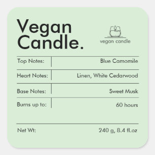 Modern Candle Label Quadratischer Aufkleber