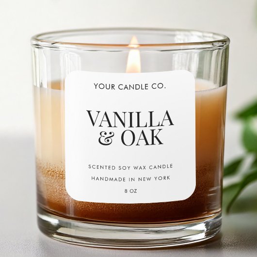 Modern Candle Label Quadratischer Aufkleber