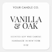 Modern Candle Label Quadratischer Aufkleber (Vorderseite)