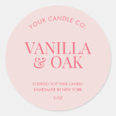 Modern Candle Label Runder Aufkleber (Vorderseite)