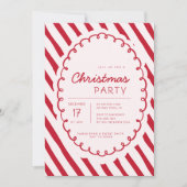 Modern Candy Cane Theme Christmas Party Invitation Einladung (Vorderseite)