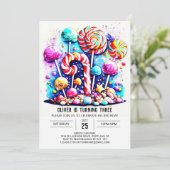 Modern Candy Editable Birthday Einladung (Stehend Vorderseite)