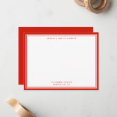 Modern Candy Red Name & Address Note Card Mitteilungskarte (Vorderseite/Rückseite Beispiel)