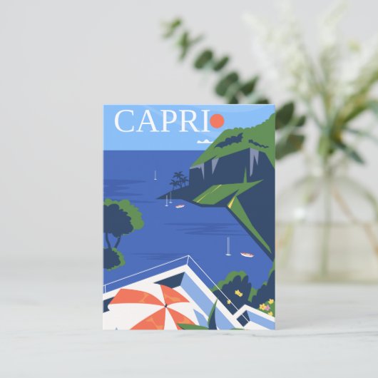 Modern Capri Travel Poster Postkarte (Stehend Vorderseite)