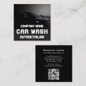 Modern Car Wash Automotive Cleaning QR Code  Quadratische Visitenkarte (Vorne/Hinten)