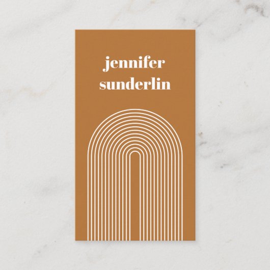 Modern Caramel Orange Geometric Arch Visitenkarte (Vorderseite)