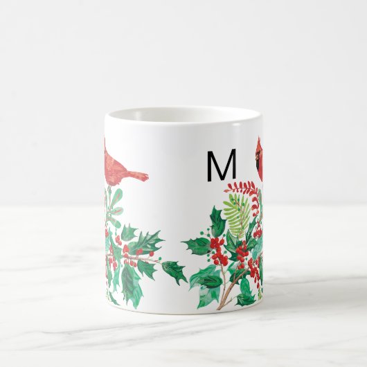 Modern Cardinal Holly Monogram Classic Mug, 11 oz Kaffeetasse (Mittel)