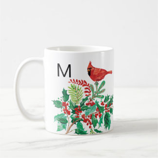 Modern Cardinal Holly Monogram Classic Mug, 11 oz Kaffeetasse