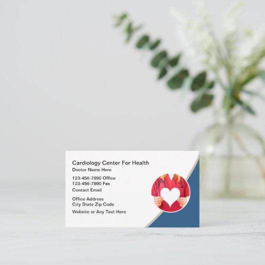 Modern Cardiologist Cardiovascular Business Cards Visitenkarte (Stehend Vorderseite)