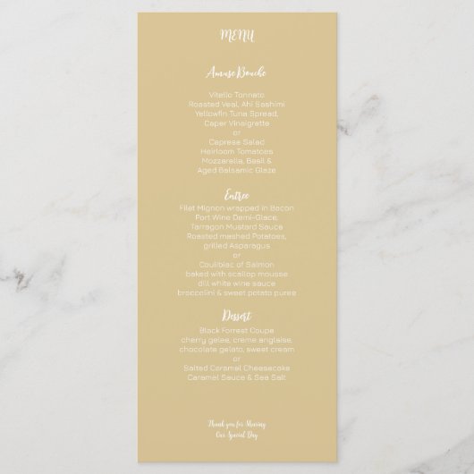 Modern Cashmere Wedding Menu Menükarte (Vorderseite)
