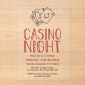 Modern Casino Night Birthday Party Acryleinladungen (Vorderseite)