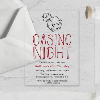 Modern Casino Night Birthday Party Acryleinladungen