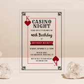 Modern Casino Night Birthday Party Acryleinladungen