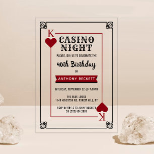 Modern Casino Night Birthday Party Acryleinladungen