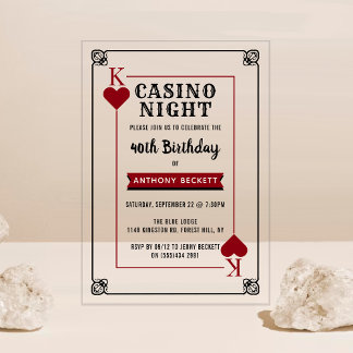 Modern Casino Night Birthday Party Acryleinladungen