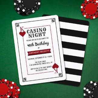 Modern Casino Night Birthday Party Einladung