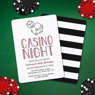Modern Casino Night Birthday Party Einladung